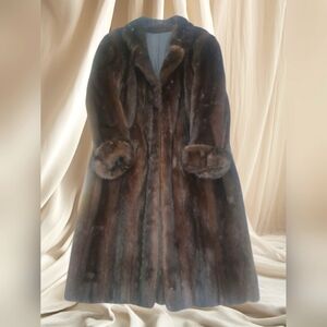 Genuine Mink Dark Brown Russian Fur Coat